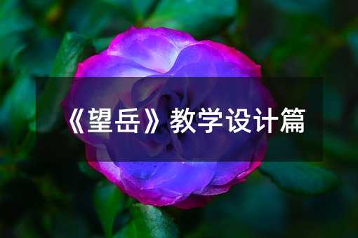 《望岳》教学设计篇